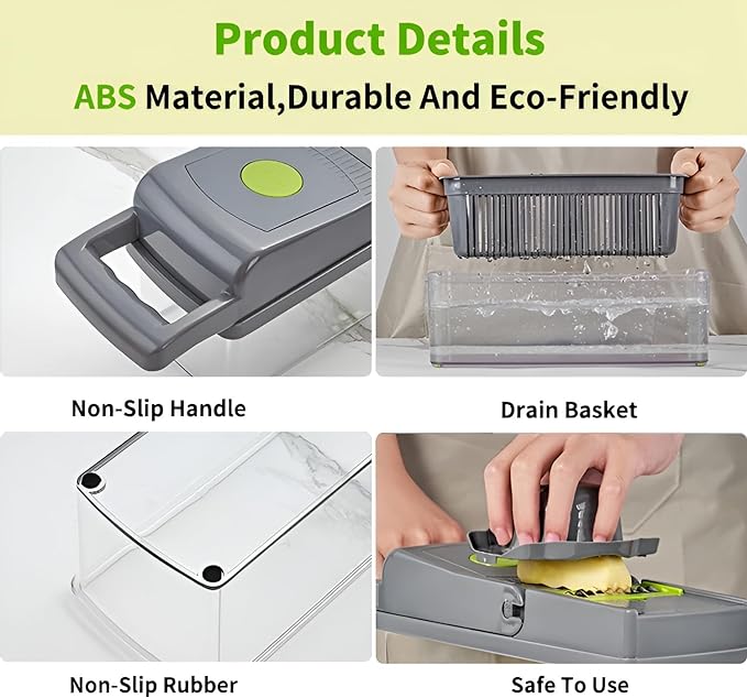 14-in-1 Multifunctional Vegetable Chopper, Mandoline Slicer & Dicer